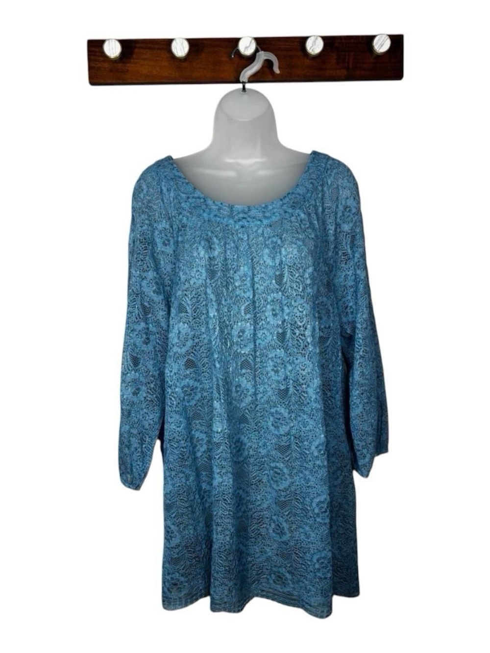 Women’s Lace Pattern Tunic Top - Blue size XLarge